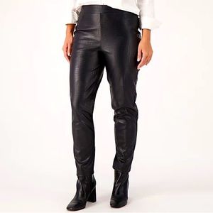 Isaac Mizrahi Live Faux Croc Leather Slim Ankle Pants